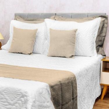 Imagem de Kit 5 Peças Decoração Sala Peseira Super King Size Piquet Cama Posta L