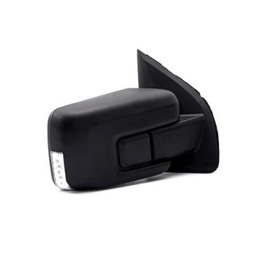 Imagem de Para Ford F150 2021-2024 Conjunto de espelho de porta com tampa traseira texturizada dobrável manual com luz de seta, luz de poça, potência aquecida e sensor de temperatura de vidro de ponto cego, 13