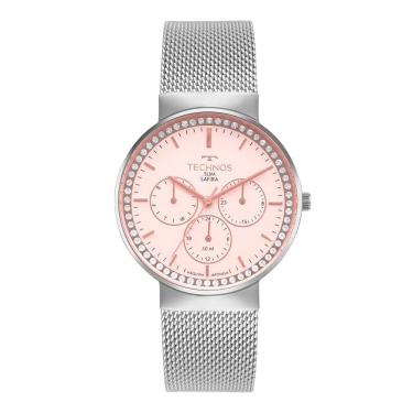 Imagem de Relógio TECHNOS feminino slim saphira prata rosa 6P29ALV/1J