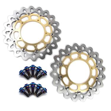 Imagem de Discos de freio dianteiros flutuantes com parafusos de montagem para Yamaha YZF R6 2017-2020, YZF R1 04-06 15-21, YZF R1S 16-17 R1M 15-21, MT10 FZ10 16-20, FZ1 Fazer 16-12, Vmax 1700 09-16