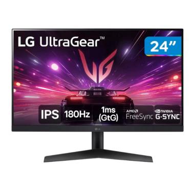 Imagem de Monitor Gamer 180Hz UltraGear 1ms (GtG) LG 24GS60F-B 24&quot; Full HD IPS NVIDIA G-SYNC AMD FreeSync HDR10 sRGB 99% HDMI DisplayPort