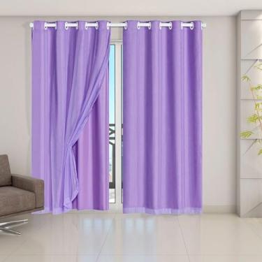 Imagem de Cortina Blackout PVC Com Voil Tecido Liso - 2,80x2,30 - Veda Luz Com I