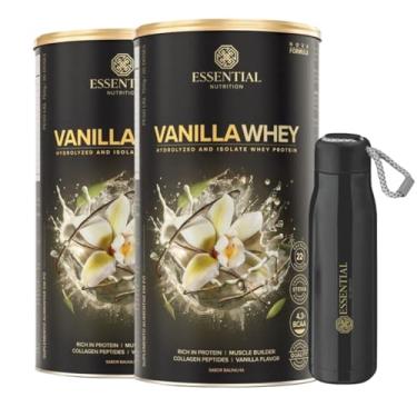 Imagem de Kit 2x Vanilla Whey Lata | 30 Doses + Garrafa Essential Nutrition em Alumínio