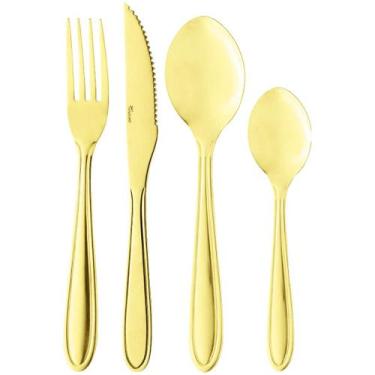 Imagem de Faqueiro Inox Positano Dourado 24 Peças Gastro Luxo - Lyor