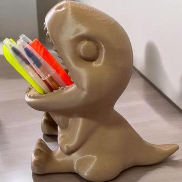 Imagem de Organizador Porta Caneta, Lápis Dinossauro - FLEX3D, MARROM