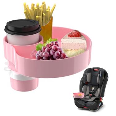 Imagem de Bandeja de assento de carro infantil, bandeja de viagem com suporte de copo para bebês, organizador de lanches de comida de carro infantil para viagem, bandeja de lanche de carrinho de bebê, itens