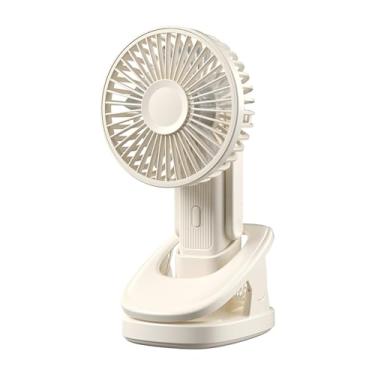 Imagem de OATSBASF Ventilador portátil com 3 velocidades, oscilação automática de 90°, ultra-silencioso, ventilador pessoal recarregável com base de clipe, cordão anexado à porta tipo C até 12 horas de trabalho