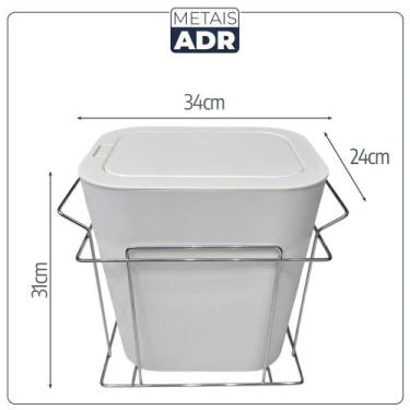 Imagem de Lixeira Aramada Desliz. 12 Litros Branca Fix Lateral Click - Metais AD