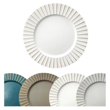 Imagem de 4 Sousplat Redondo Mesa Posta Plástico Alto Padrão Lisa Vr (BRANCO - SUPLA LISATO)