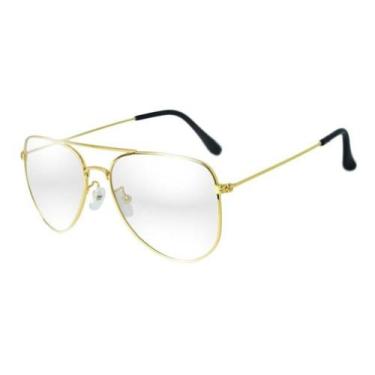 Imagem de Óculos de Sol Dourado - Lente Transparente - Case de Flanela