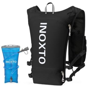 Imagem de INOXTO Colete De Hidratação Para Corrida, Mochila Leve Com Reservatório Água 1,5 L E Garrafa Térmica Macia 250 Ml, Caminhadas, Trilhas, Ciclismo, Maratona Mulheres Homens (Preto, Padrão)