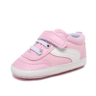 Imagem de SABATUTU Tênis de lona para bebês meninos e meninas, antiderrapante, sola macia, recém-nascido, leve, para bebês de 0 a 18 meses, 0121/rosa-claro, 0-6 Meses