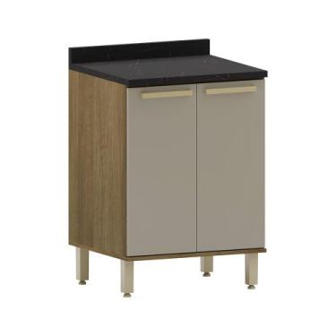 Imagem de Balcão de Cozinha com Tampo 60cm 2 Portas Isis Luciane Móveis, Avelã/M