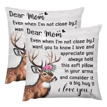 Imagem de ITFRO Conjunto de 2 presentes para mães Even When I'm Not Close by I Want You to Know I Love You Dia das Mães curta pelúcia ambos os lados capa de almofada quadrada capa de almofada sofá decoração de