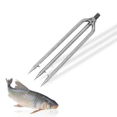 Imagem de Dutiplus Arpão de pesca grande de aço inoxidável com barra de 1 a 11 pinos, gancho para garfo de pesca com parafuso de 8 mm para pegar toupeira grande sapo-touro (3 garfos prateados)