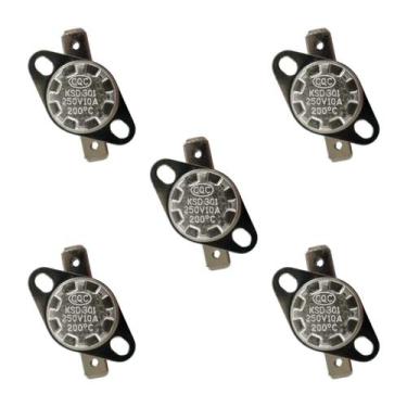 Imagem de 5x Termostato Cerâmica Ksd301 200 Graus 10a 250v N/ Fechado - CHIPSCE