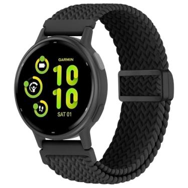 Imagem de EverAct Pulseira magnética de nylon trançado de 20 mm compatível com Garmin Vivoactive 6/Vivoactive 5/3/3 Music, pulseira elástica macia e elástica para Venu Sq 2/Venu 2 Plus e Forerunner 165/55/245