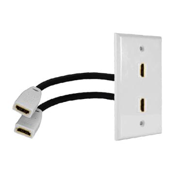 Imagem de Kework Placa de parede HDMI de 2 portas 3D 4K a 60Hz, adaptador HDMI 2.0 fêmea para fêmea, conector de acoplador, tomada sem solda, para home theater, DVD, TV a cabo por satélite HDTV, PS3