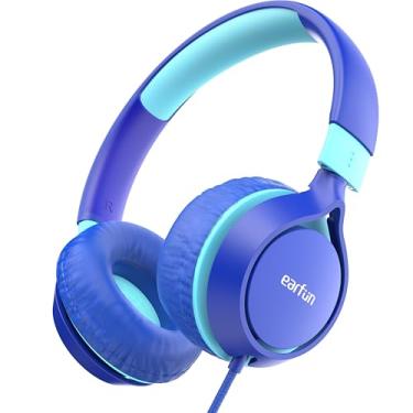 Imagem de EarFun Fones de ouvido infantis S1, fones de ouvido dobráveis com fio para crianças, limite de volume de 85 dB, som estéreo, faixa de cabeça ajustável, fones de ouvido intra-auriculares leves e