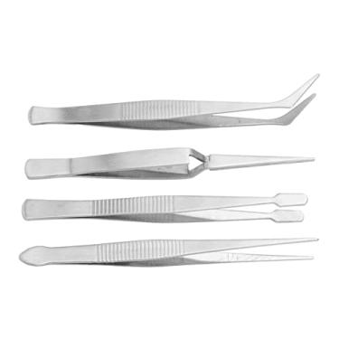Imagem de Máquina de costura de 4pcs Tweezers Flexível Aço inoxidável Tipa de cotovelo de cotovelo largo clipe cruzado Tweezers longo Para componentes eletrônicos precisos CRAFTING Bordado