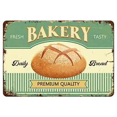 Imagem de Tarika Placa De Lata Para Padaria, Pão Fresco E Saboroso Do Dia A Dia, Placas Metal Vintage, Decoração Parede Loja, Casa, Cozinha, Bar, Restaurante, Café, 30X20 Cm