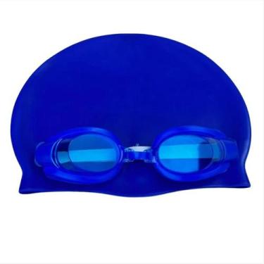 Imagem de kit oculos e touca silicone natação infantil para menino e menina resi