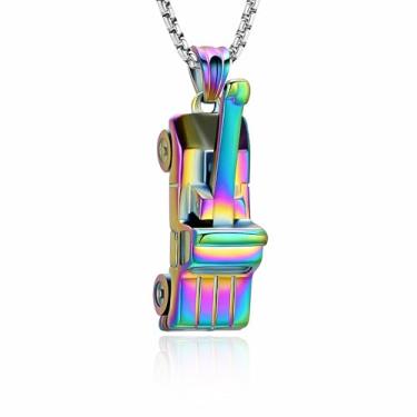 Imagem de AIWENXI Joias de cremação de guindaste para cinzas, veículo de engenharia, urnas memoriais, colares com pingente de medalhão de aço inoxidável, lembranças, pingente de cinza humano, joia para homens e