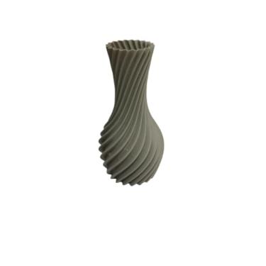 Imagem de Vaso Decorativo Espiral 3D, 18 cm, Cinza, Material ABS, para Flores Artificiais