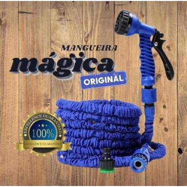 Imagem de Mangueira Magica Azul Pode Esticar Até 30 Metros Flexível Retrátil 7 T