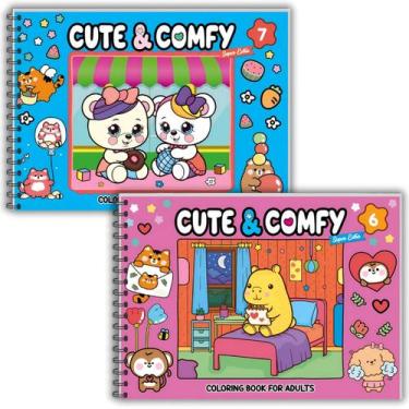 Imagem de 2 Livros Colorir Capa Dura 80 Páginas Desenhos Caderno Adulto Infantil