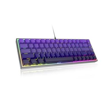 Imagem de ZIPFORCE Teclado mecânico de 68 teclas, interruptores de forro azul, conexão com fio tipo C, luz de fundo mista multicolorida, teclas PBT, vida útil de 100 milhões de teclas, teclado compacto para