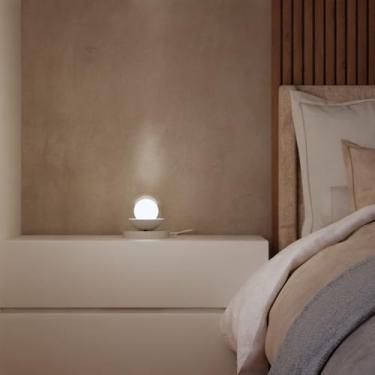 Imagem de Kit 2 Luminarias De Mesa Abajur Quarto Dormitorio De Casal Decorativo Lampada Incluso Bivolt (Branco Globo Transparente)