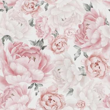 Imagem de Safiyya Papel de parede floral rosa descasque e cole papel de parede autoadesivo removível para quarto banheiro flores papel de contato para armários paredes rolo de vinil 393 x 43,9 cm
