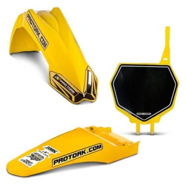 Imagem de Kit Paralama Dianteiro Traseiro Number Plate Mx2 Pro Tork, AMARELO, MX