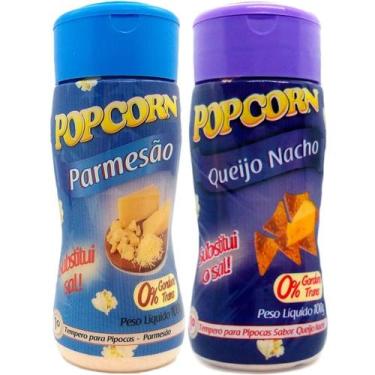 Imagem de Temperos Pipoca Caixa 12 Frascos 6 Parmesão E 6 Queijo Nacho - Flavore