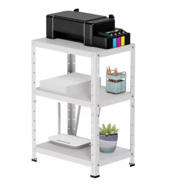 Imagem de Estante Organizadora Multiuso com Mini Estante para Livros e Livreiro de Aço - Estante para Ambientes Elegantes(Branco)