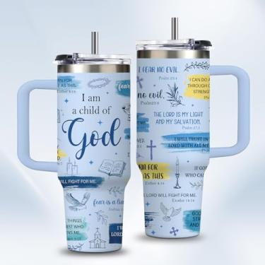 Imagem de Presentes cristãos para mulheres 1,134 g I Am A Child of God Gifts Copo de café com alça - Presente espiritual de aniversário religioso de Natal inspirador para irmãs amigas, presente de confirmação