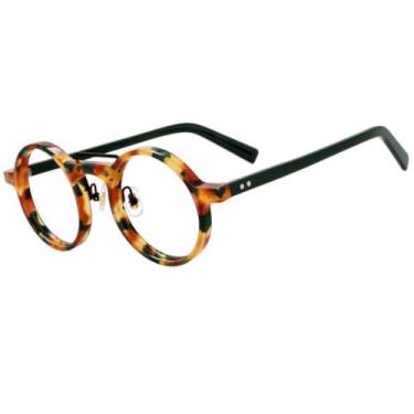 Imagem de Armação redonda de acetato, armação de óculos de leopardo, moda masculina e feminina (4)