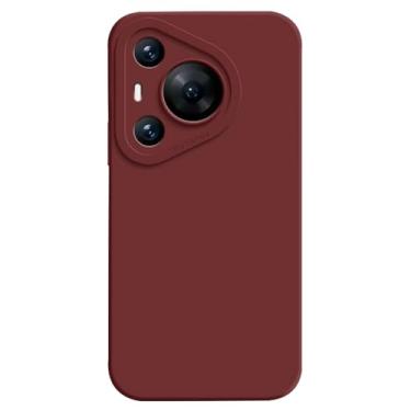Imagem de HAOMRIYL Capa ultrafina para Huawei Pura 80 Ultra/80 Pro+/80 pro/80, capa de silicone líquido, macia, à prova de choque, antiimpressões digitais, capa de proteção de lente, vermelha, 80