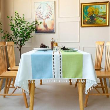 Imagem de KAIJIE Toalha de mesa decorativa estilo nórdico borla algodão linho tecido toalha de jantar para cozinha doméstica decoração de mesa de jantar ocidental toalhas de mesa retangulares 55"x87"/140x220 cm