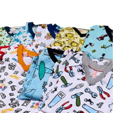 Imagem de Kit 10 Pijama Roupa Dormi Infantil Menino Manga Longa Algodão - Sol Ma