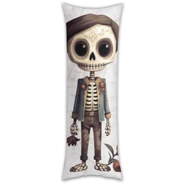 Imagem de Capa de travesseiro de corpo de caveira de flor ultra macia respirável longa fronha de cama decorativa de 137 x 50 cm com zíper oculto capas de almofada para sofá de quarto