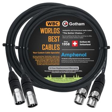 Imagem de WORLDS BEST CABLES 2 unidades - 3,5 m - Gotham GAC-4/1 (preto) - Star Quad, cabos de microfone balanceados macho para fêmea com conectores XLR prata Amphenol AX3M e AX3F - feito sob medida