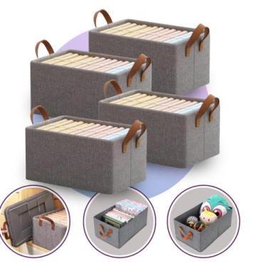 Imagem de Kit 4 Caixas Organizadoras Dobrável Para Roupas, Objetos, Brinquedos A