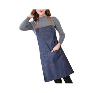 Imagem de Avental De Cozinha Unissex De Algodão Jeans Chef Antiincrustante Unifo