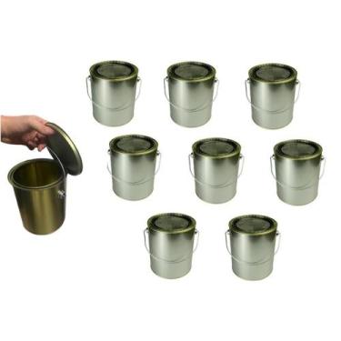 Imagem de 8 Lata Vazia Galao 3,6l Artesanato Carne Banha Tinta B.Agua - Parafutr