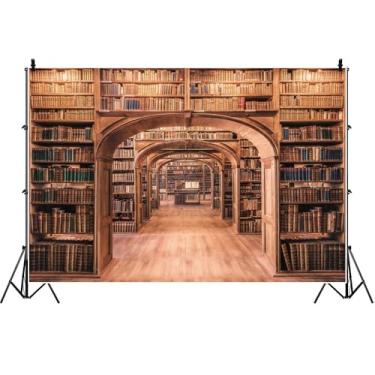 Imagem de Yeele Biblioteca de 2,4 x 1,8 m, pano de fundo, vintage, medieval, faculdade, biblioteca, livros antigos, arco, fotografia, fundo, para videoconferência, formatura, festa, estúdio, fotografia