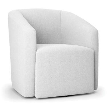 Imagem de Poltrona Stella Max Bouclê Off White Base Giratória - D'rossi