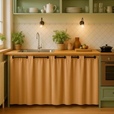 Imagem de Cortina de PVC para Pia de Cozinha Impermeável Proteção Contra Água e Gordura 1,40x0,80 e 2,80x1,40 (Avela, 1,40 m x 0,80m)