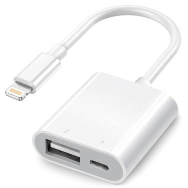 Imagem de Adaptador de câmera Lightning para USB da Apple com porta de carregamento, cabo OTG certificado MFi para iPhone 14 13 12 11XS X 8 iPad para câmera, pen drive USB, disco rígido SSD, leitor de cartão